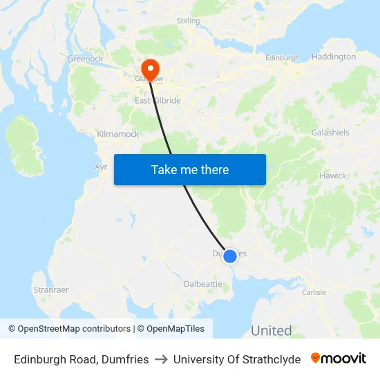 Edinburgh Road, Dumfries to University Of Strathclyde map