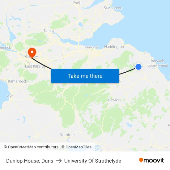 Dunlop House, Duns to University Of Strathclyde map