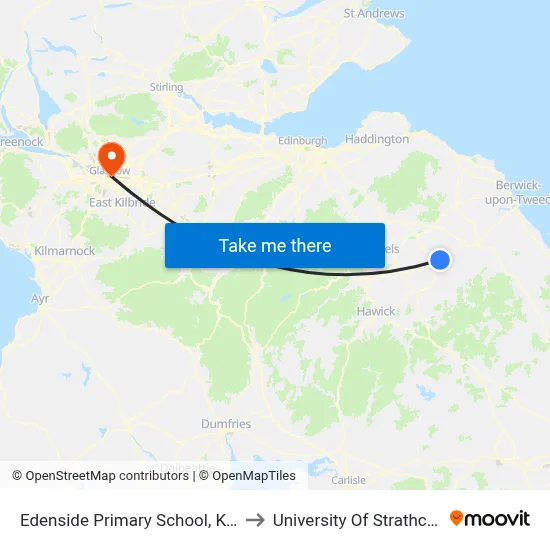 Edenside Primary School, Kelso to University Of Strathclyde map