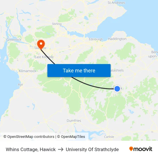 Whins Cottage, Hawick to University Of Strathclyde map