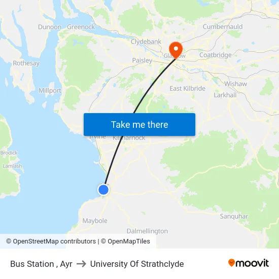 Ayr Bus Station, Ayr to University Of Strathclyde map