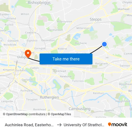 Auchinlea Road, Easterhouse to University Of Strathclyde map