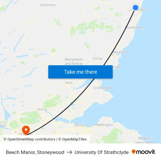 Beech Manor, Stoneywood to University Of Strathclyde map