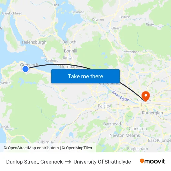 Dunlop Street, Greenock to University Of Strathclyde map