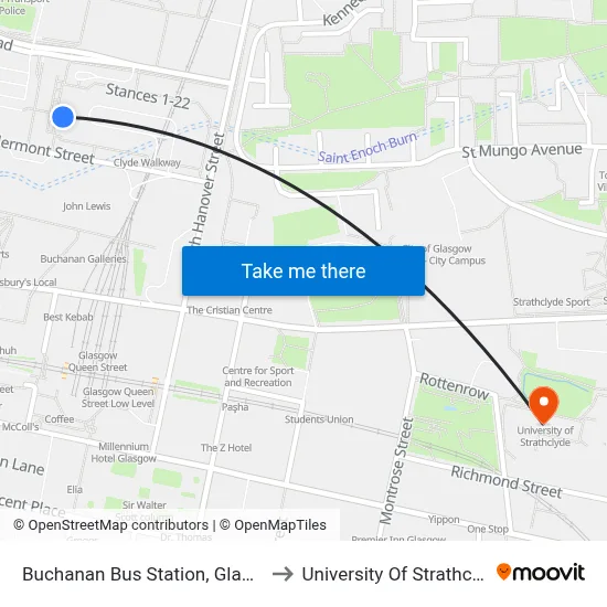 Buchanan Bus Station, Glasgow to University Of Strathclyde map