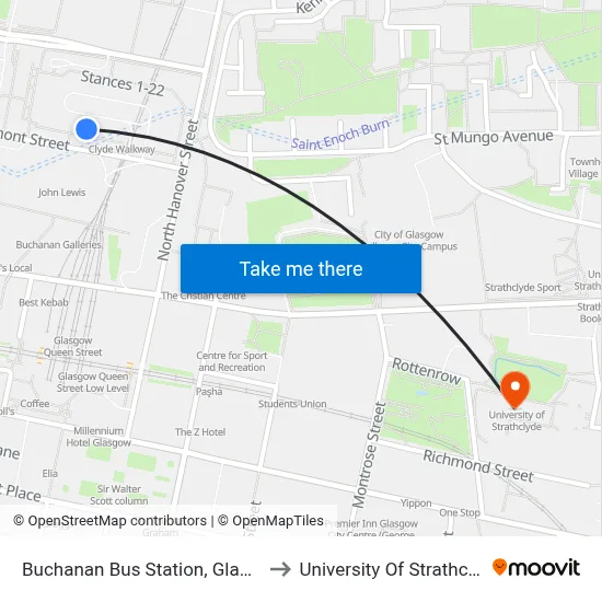 Buchanan Bus Station, Glasgow to University Of Strathclyde map