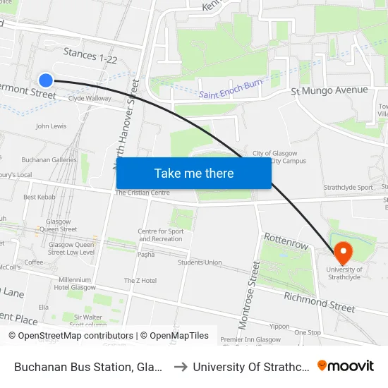 Buchanan Bus Station, Glasgow to University Of Strathclyde map