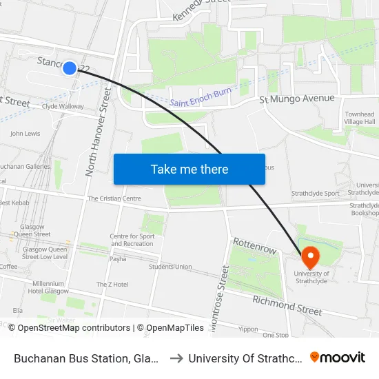 Buchanan Bus Station, Glasgow to University Of Strathclyde map