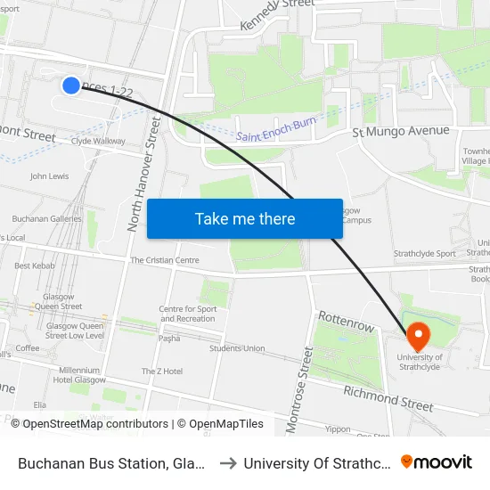 Buchanan Bus Station, Glasgow to University Of Strathclyde map