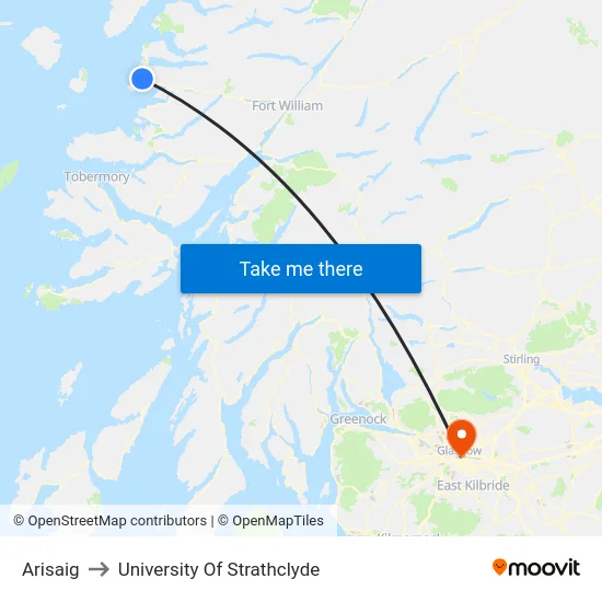 Arisaig to University Of Strathclyde map