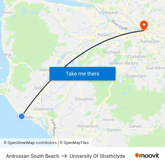 Ardrossan South Beach to University Of Strathclyde map