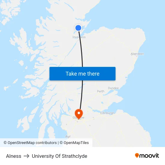 Alness to University Of Strathclyde map