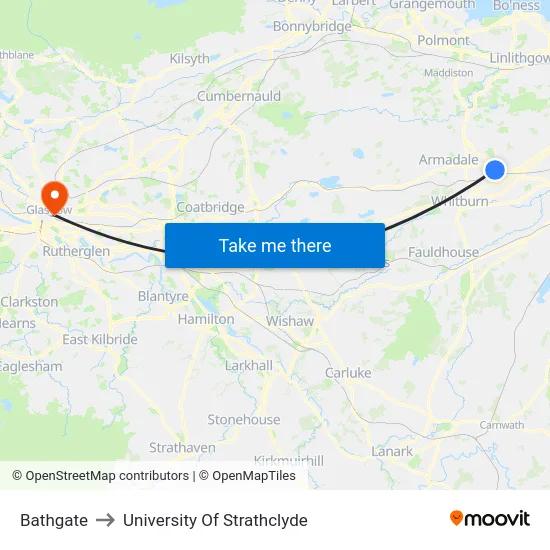 Bathgate to University Of Strathclyde map