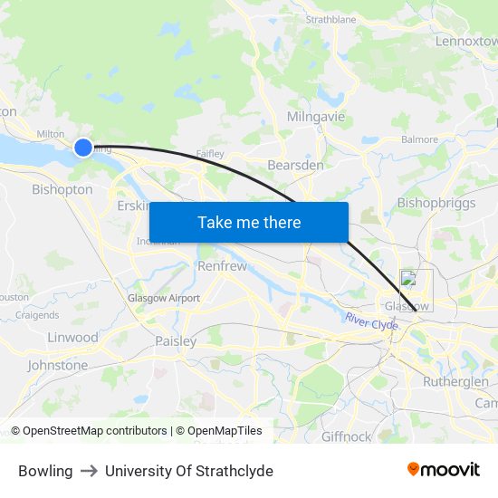 Bowling to University Of Strathclyde map