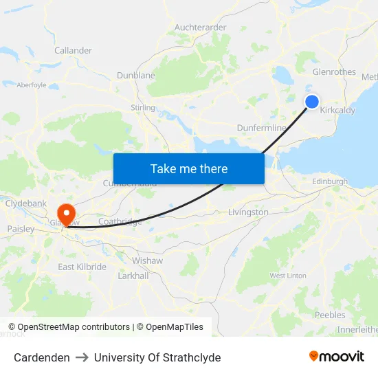 Cardenden to University Of Strathclyde map