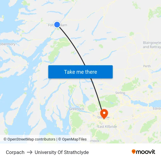 Corpach to University Of Strathclyde map