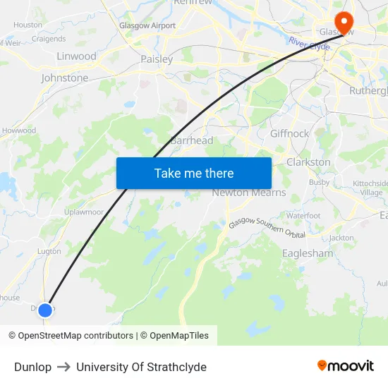 Dunlop to University Of Strathclyde map