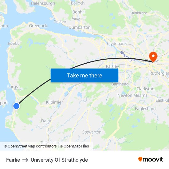 Fairlie to University Of Strathclyde map