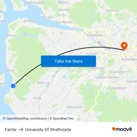 Fairlie to University Of Strathclyde map