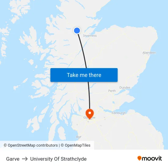 Garve to University Of Strathclyde map