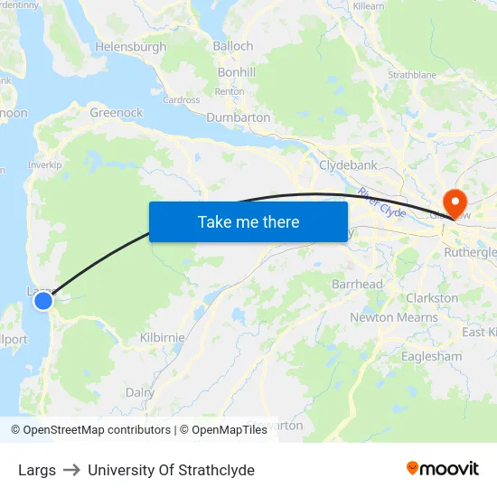 Largs to University Of Strathclyde map