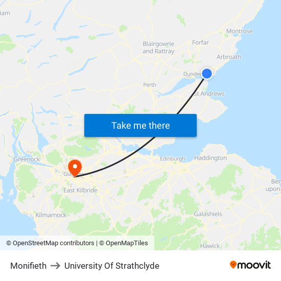 Monifieth to University Of Strathclyde map