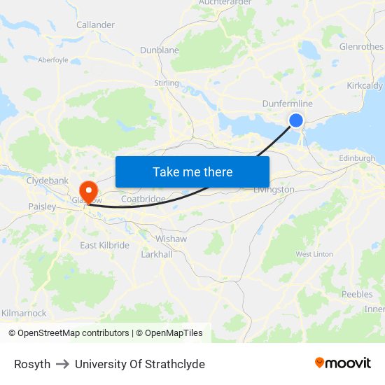 Rosyth to University Of Strathclyde map