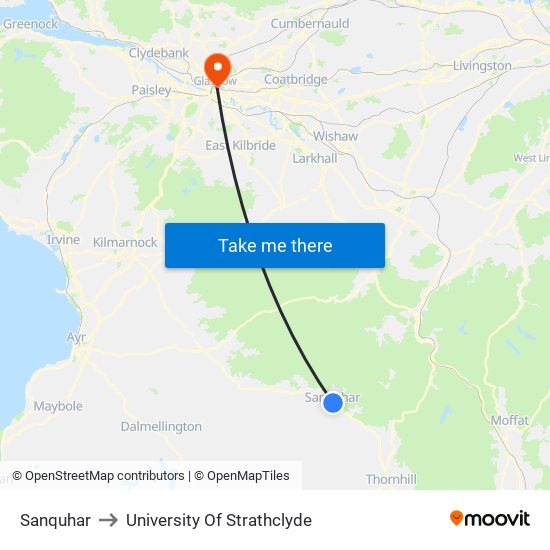 Sanquhar to University Of Strathclyde map