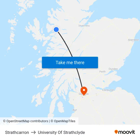 Strathcarron to University Of Strathclyde map