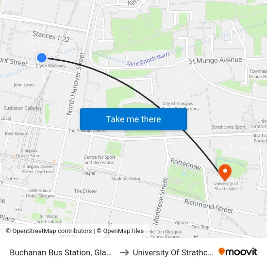 Buchanan Bus Station, Glasgow to University Of Strathclyde map