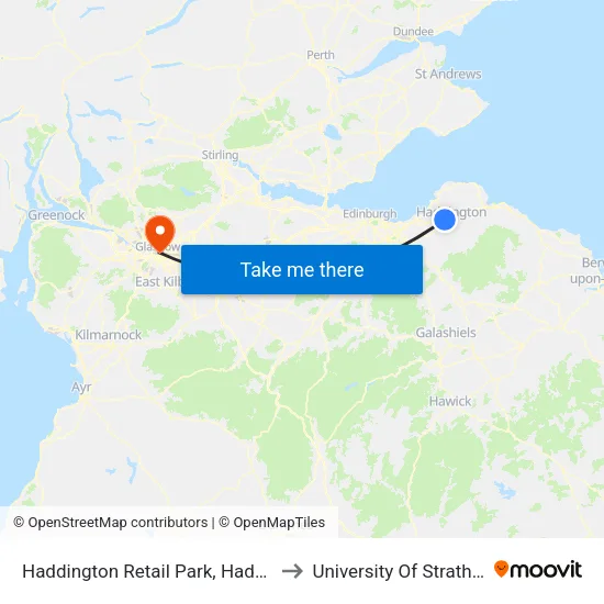 Haddington Retail Park, Haddington to University Of Strathclyde map