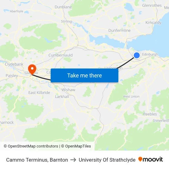 Cammo Terminus, Barnton to University Of Strathclyde map