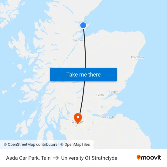 Asda Car Park, Tain to University Of Strathclyde map