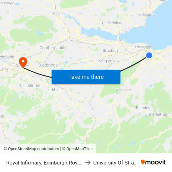 Royal Infirmary, Edinburgh Royal Infirmary to University Of Strathclyde map