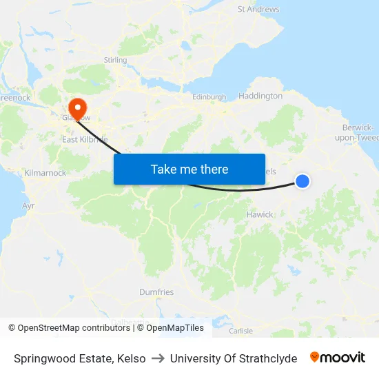 Springwood Estate, Kelso to University Of Strathclyde map