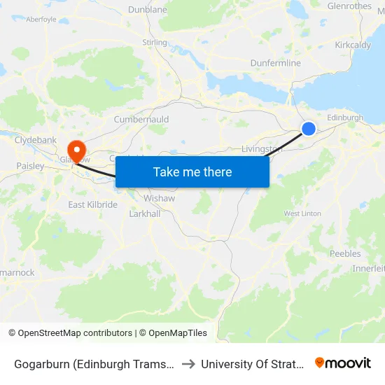 Gogarburn (Edinburgh Trams), Gogar to University Of Strathclyde map