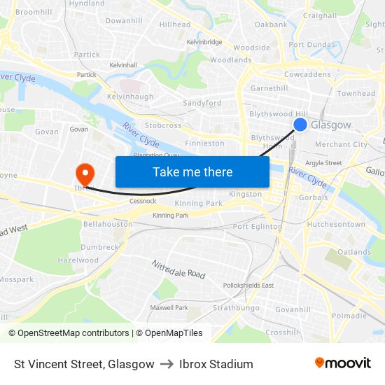 St Vincent Street, Glasgow to Ibrox Stadium map