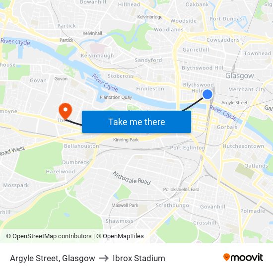 Argyle Street, Glasgow to Ibrox Stadium map