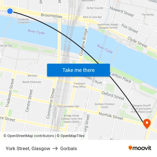 York Street, Glasgow to Gorbals map