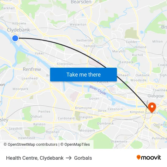 Health Centre, Clydebank to Gorbals map