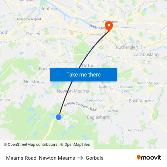 Mearns Road, Newton Mearns to Gorbals map