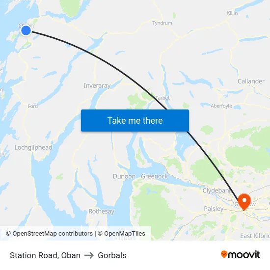 Station Road, Oban to Gorbals map