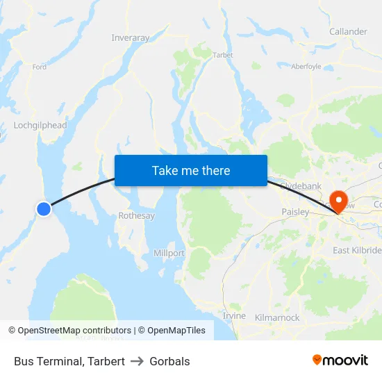 Bus Terminal, Tarbert to Gorbals map