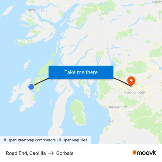 Road End, Caol Ila to Gorbals map