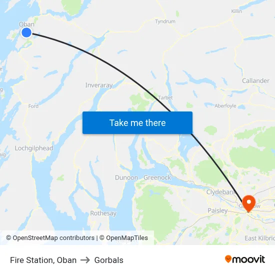 Fire Station, Oban to Gorbals map