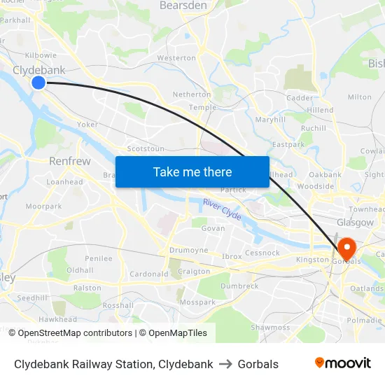 Clydebank Railway Station, Clydebank to Gorbals map