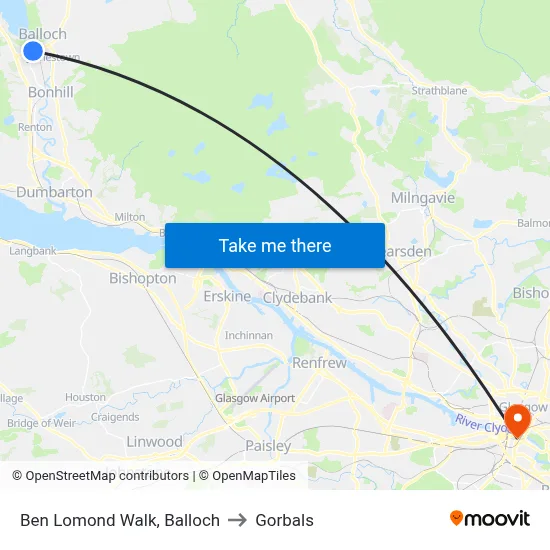 Ben Lomond Walk, Balloch to Gorbals map