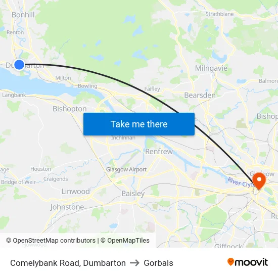 Comelybank Road, Dumbarton to Gorbals map