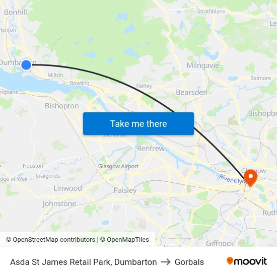 Asda St James Retail Park, Dumbarton to Gorbals map