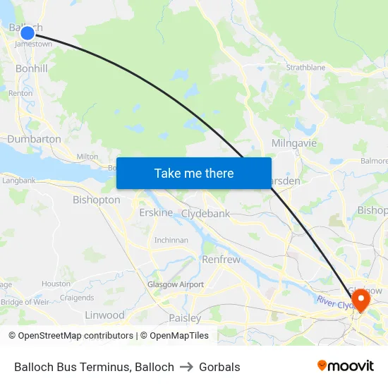 Balloch Bus Terminus, Balloch to Gorbals map